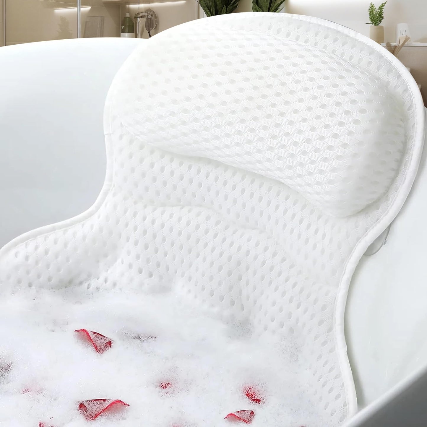 Bath Pillow for Headrest Neck and Back Support with Suction Cups
